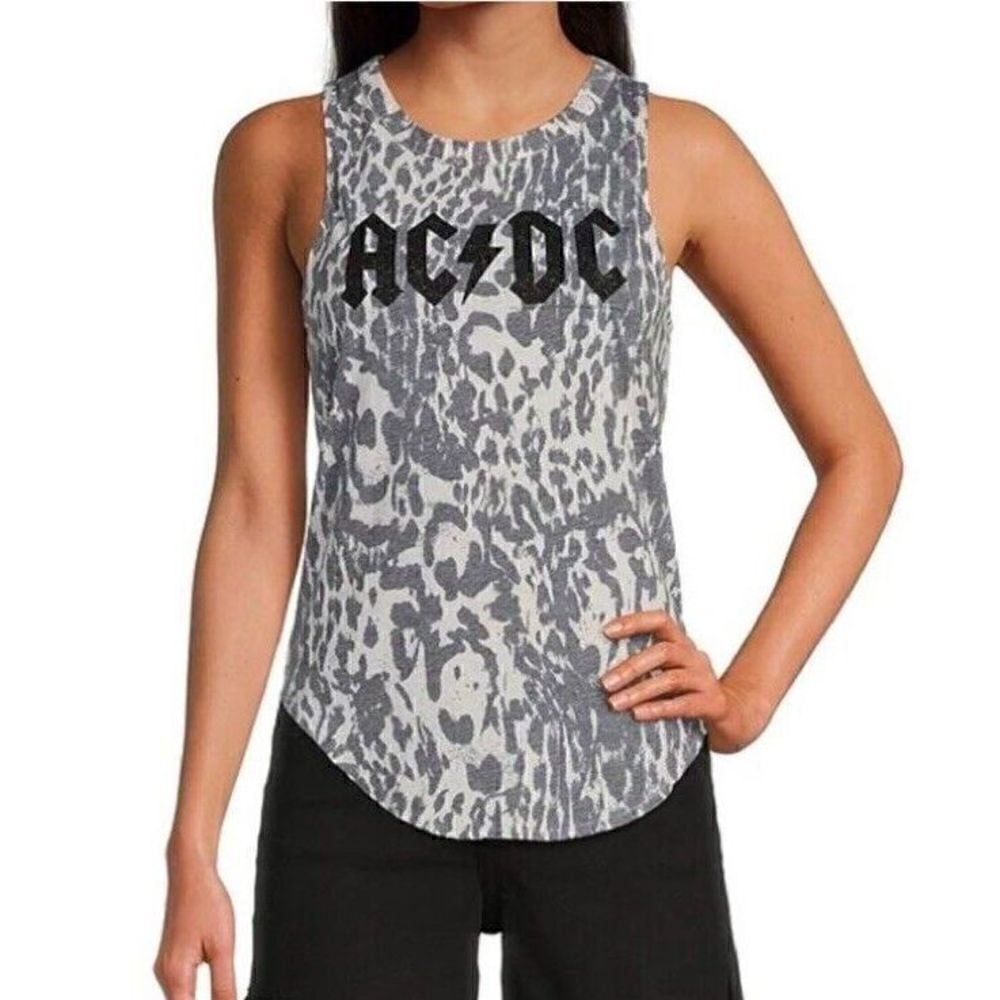 Chaser AC/DC Cheetah Print Sleeveless Muscle Tank S